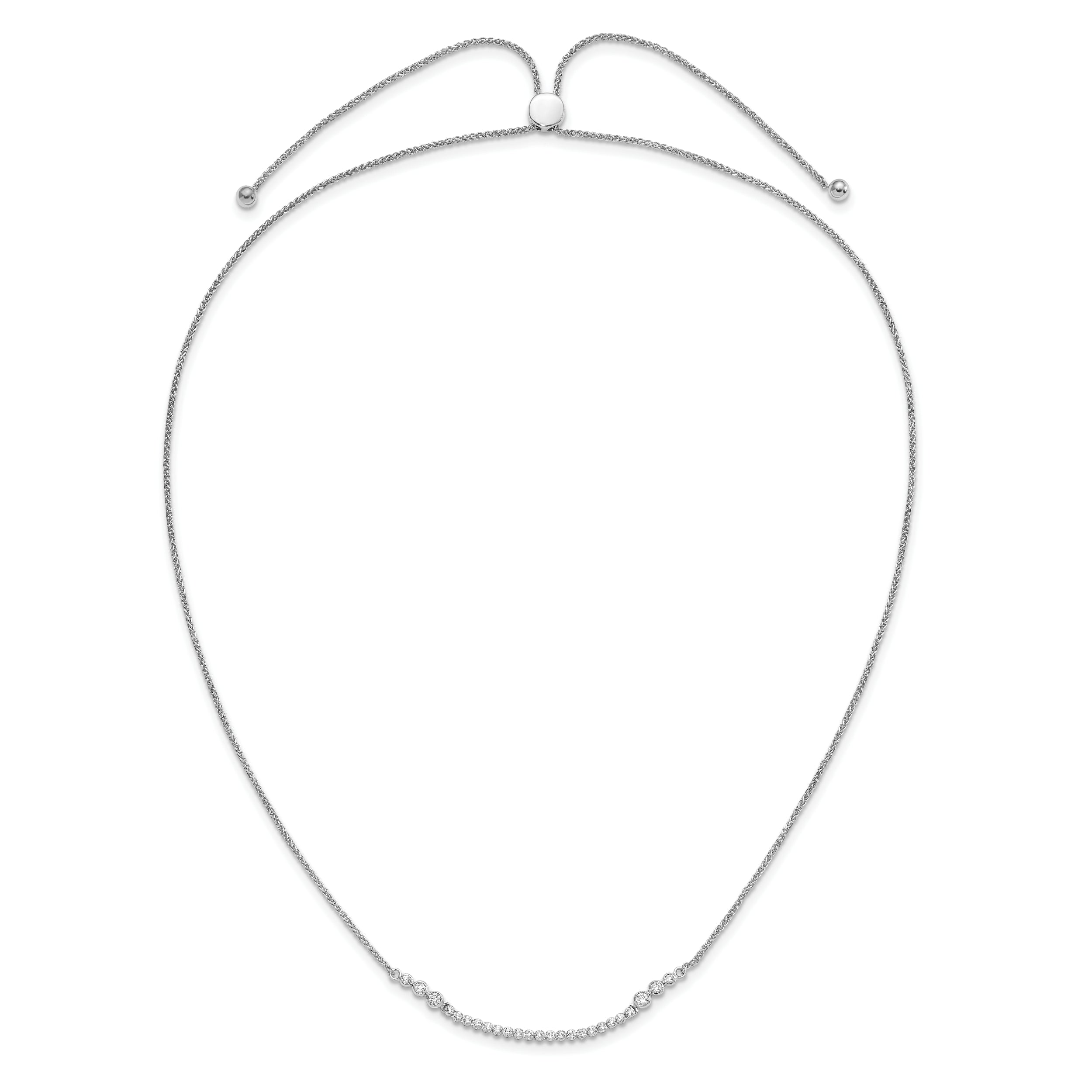 14K White Gold Lab Grown Diamond Tennis Style Bolo Adjustable Necklace