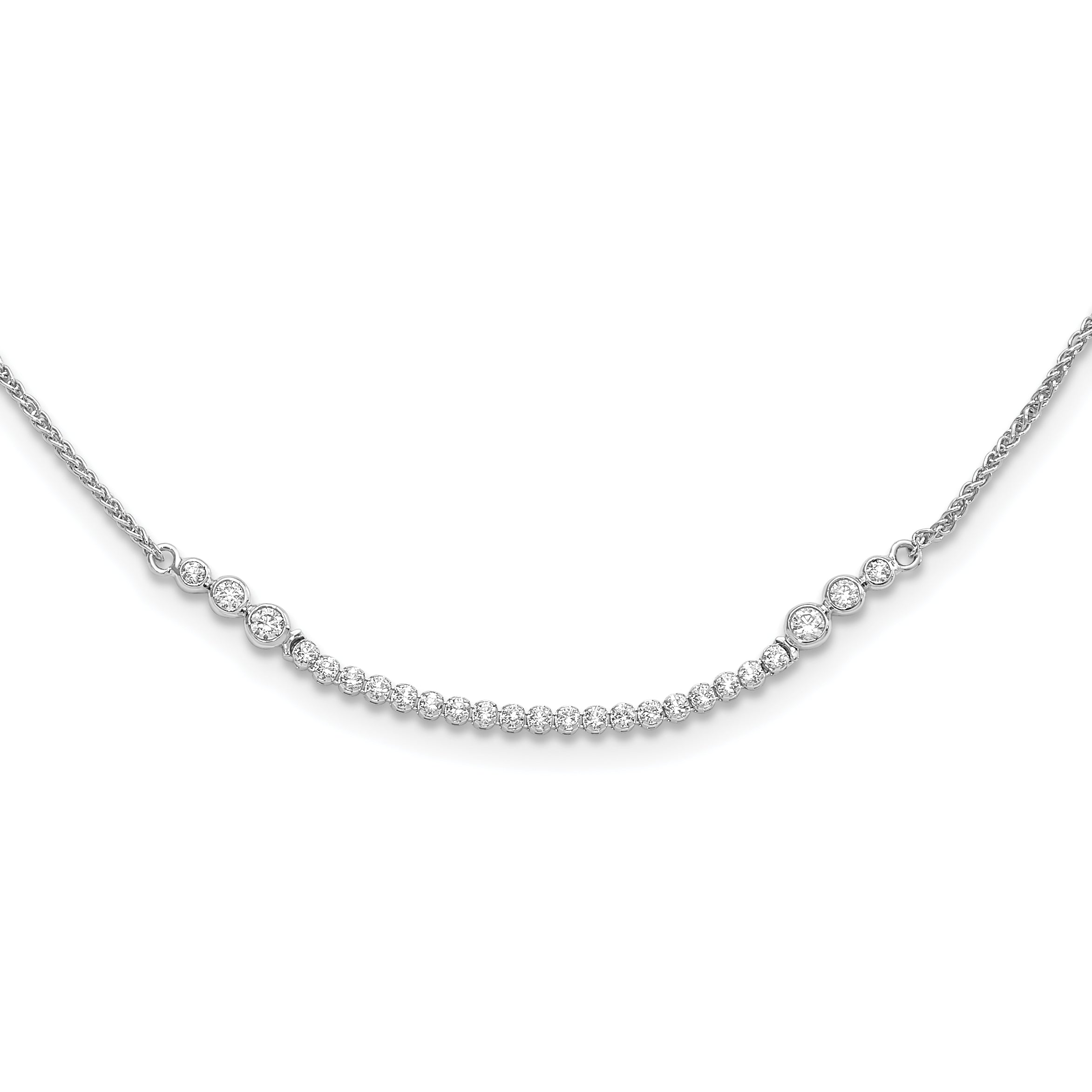 14K White Gold Lab Grown Diamond Tennis Style Bolo Adjustable Necklace