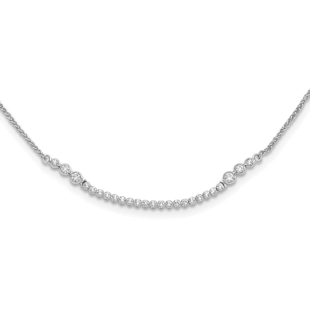 14K White Gold Lab Grown Diamond Tennis Style Bolo Adjustable Necklace