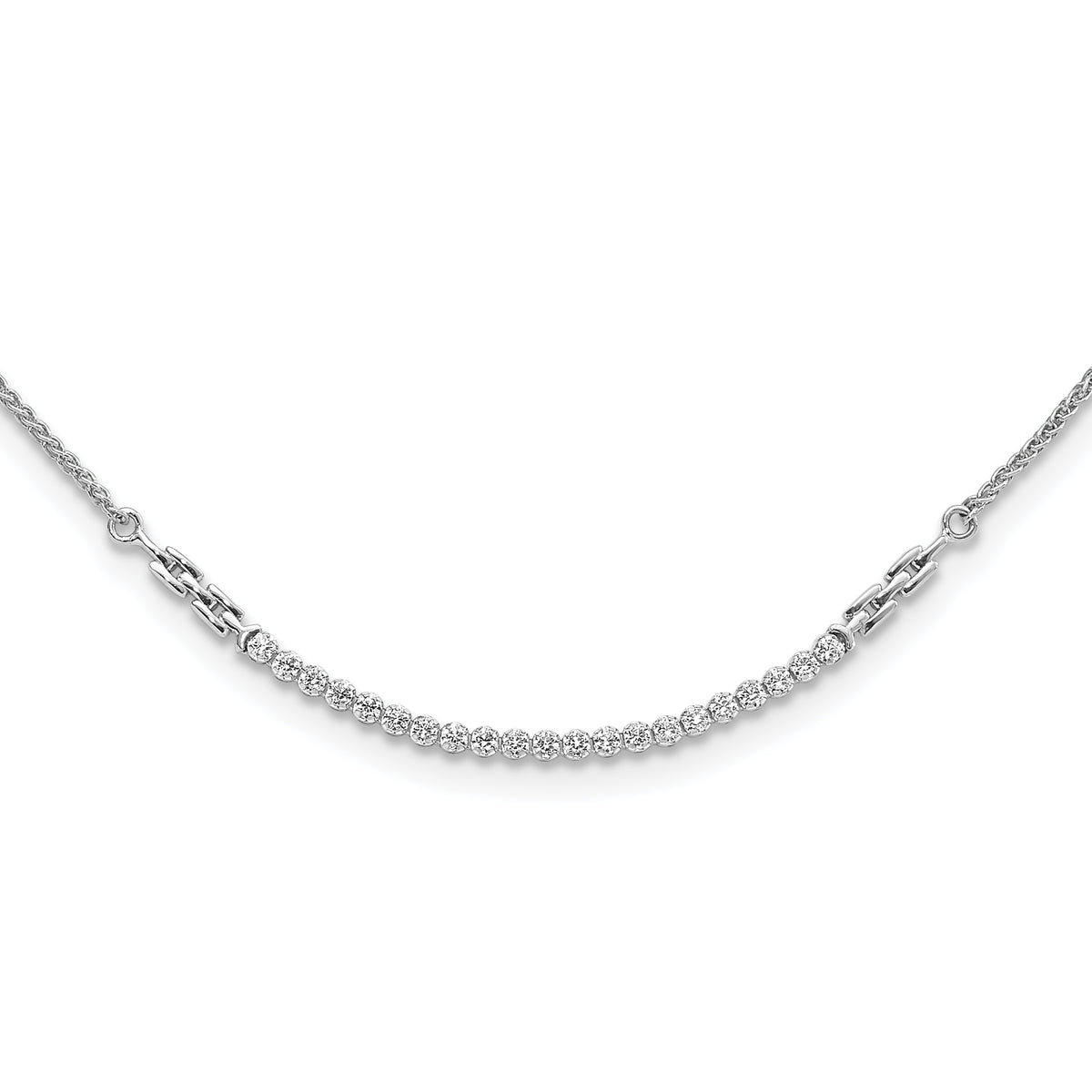 14K White Gold Lab Grown Diamond Tennis Style Bolo Adjustable Necklace