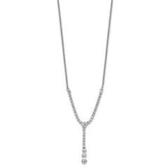 14K White Gold Lab Grown Diamond Y-design Tennis Style Bolo Necklace