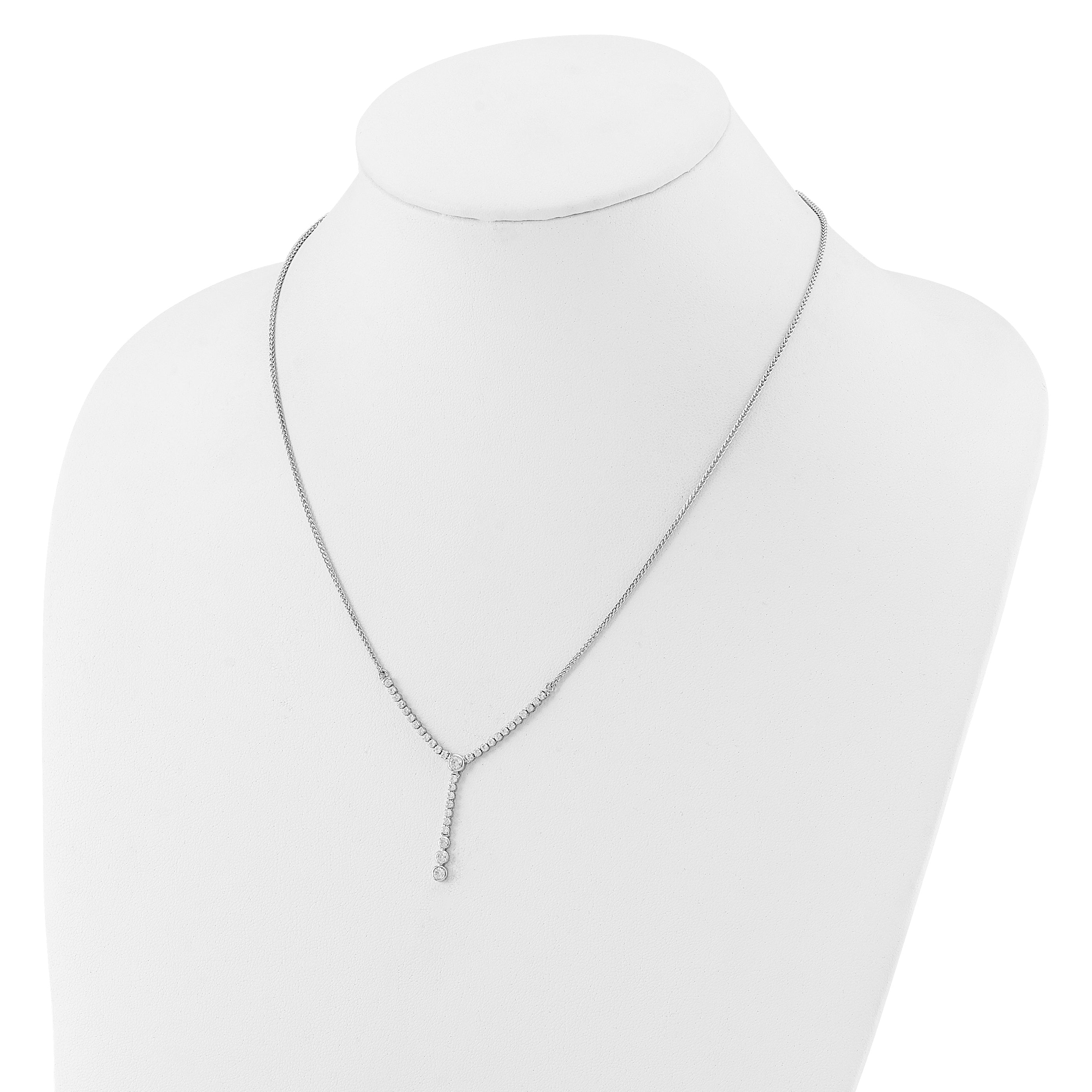 14K White Gold Lab Grown Diamond Y-design Tennis Style Bolo Necklace