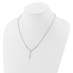 14K White Gold Lab Grown Diamond Y-design Tennis Style Bolo Necklace