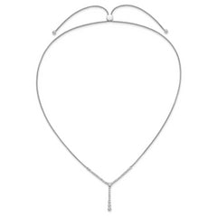 14K White Gold Lab Grown Diamond Y-design Tennis Style Bolo Necklace