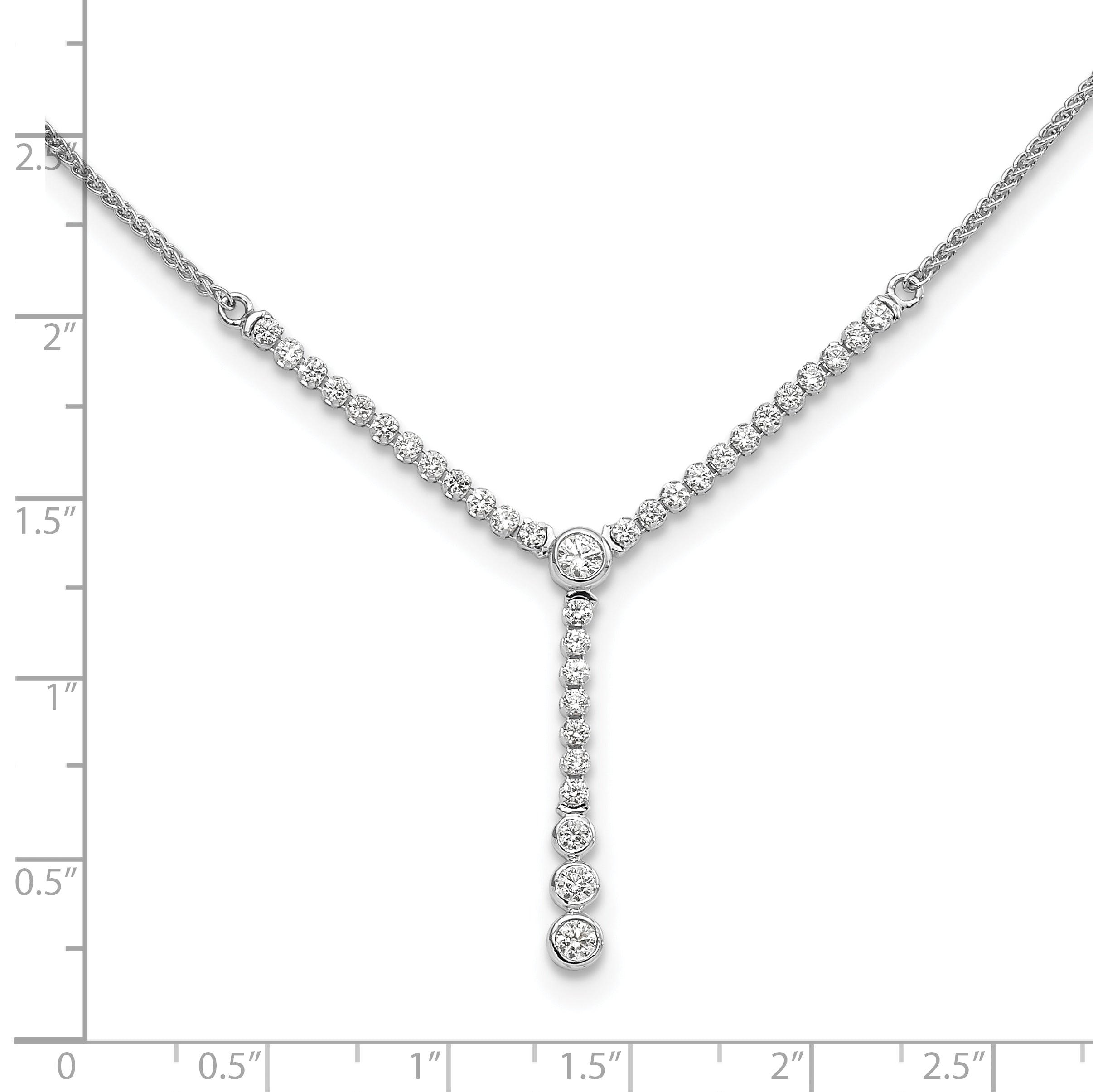 14K White Gold Lab Grown Diamond Y-design Tennis Style Bolo Necklace