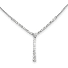 14K White Gold Lab Grown Diamond Y-design Tennis Style Bolo Necklace