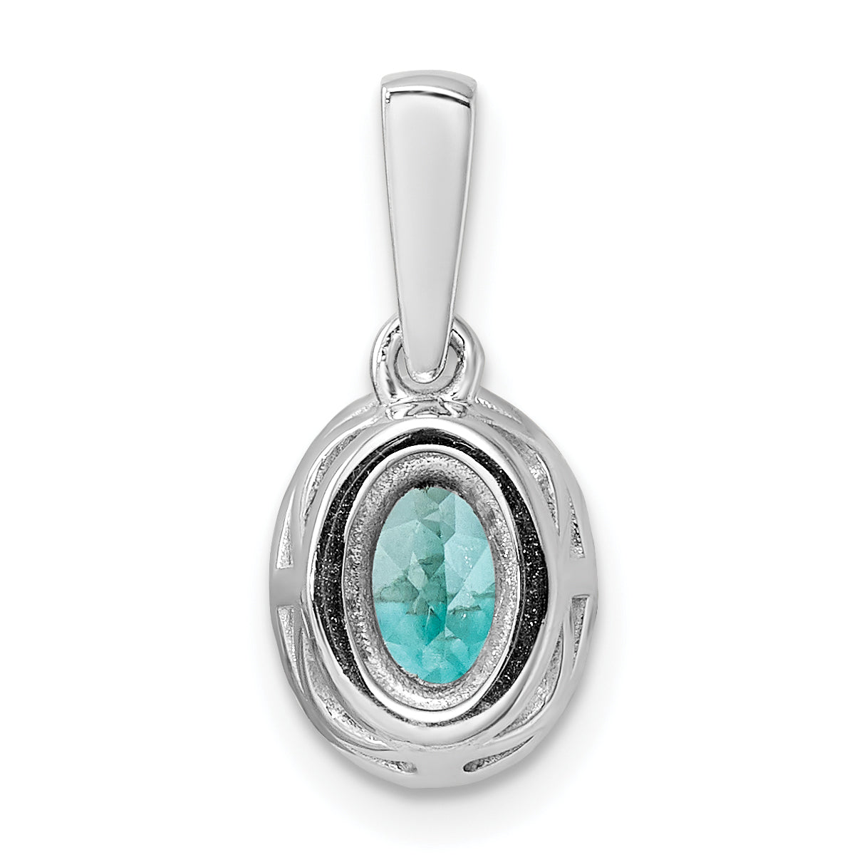 14K White Gold Pure Serenity Lab Grown Diamond and Lab Created Oval Paraiba Pendant