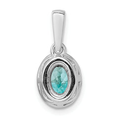 14K White Gold Pure Serenity Lab Grown Diamond and Lab Created Oval Paraiba Pendant