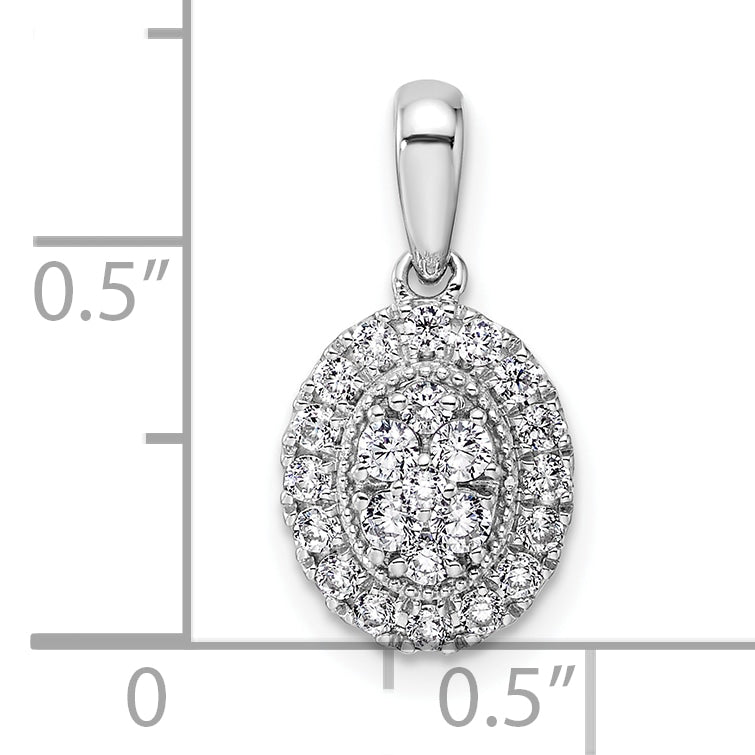 14K White Gold Lab Grown Diamond Oval Halo Pendant