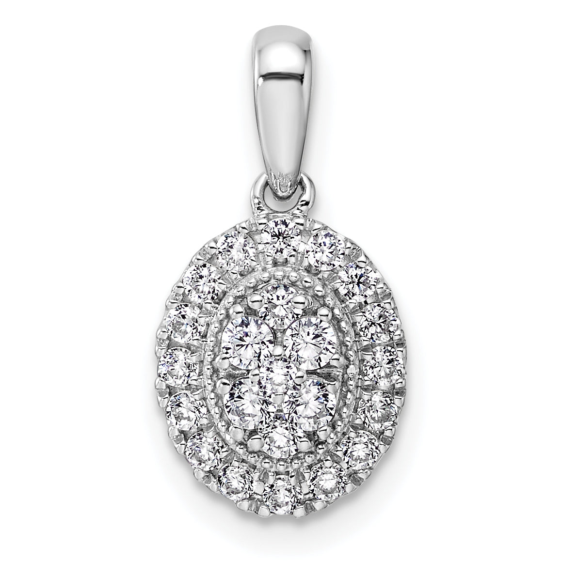 14K White Gold Lab Grown Diamond Oval Halo Pendant