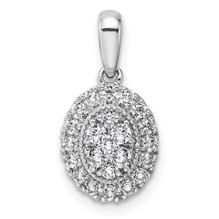 14K White Gold Lab Grown Diamond Oval Halo Pendant