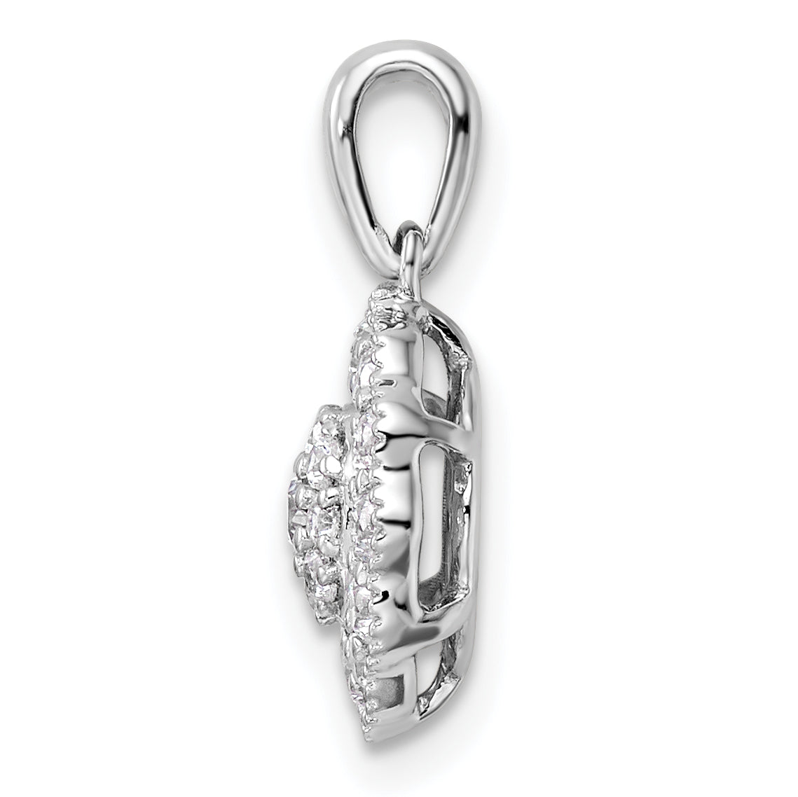 14K White Gold Lab Grown Diamond Halo Pendant