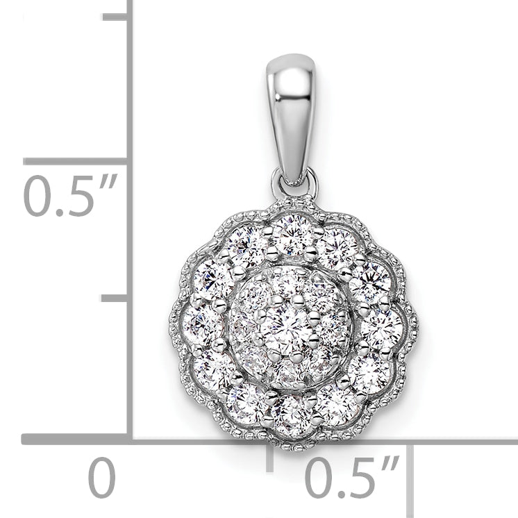 14K White Gold Lab Grown Diamond Halo Pendant