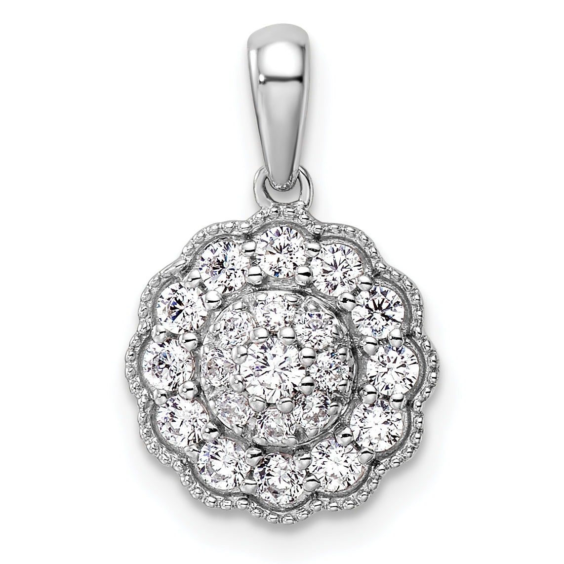 14K White Gold Lab Grown Diamond Halo Pendant