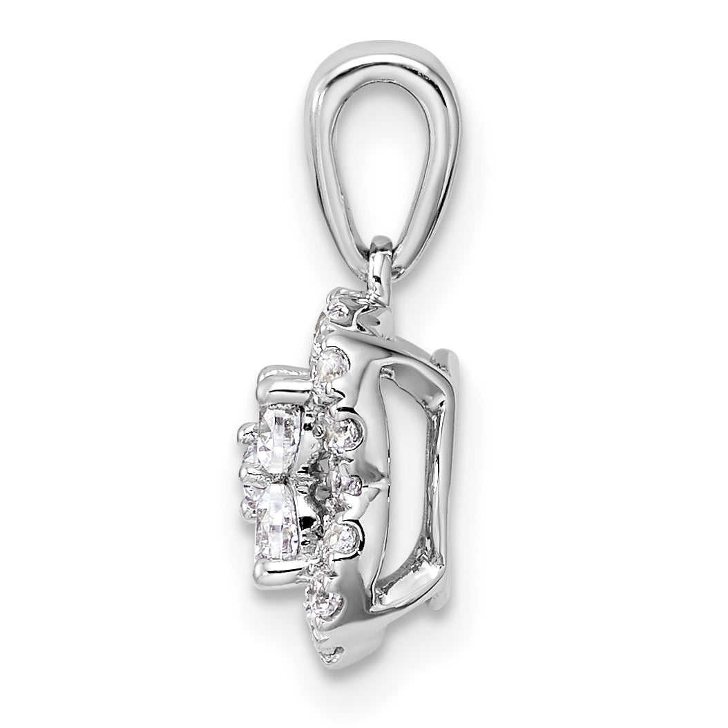 14K White Gold Lab Grown Diamond Square Halo Pendant