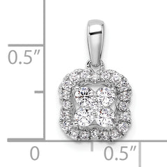 14K White Gold Lab Grown Diamond Square Halo Pendant