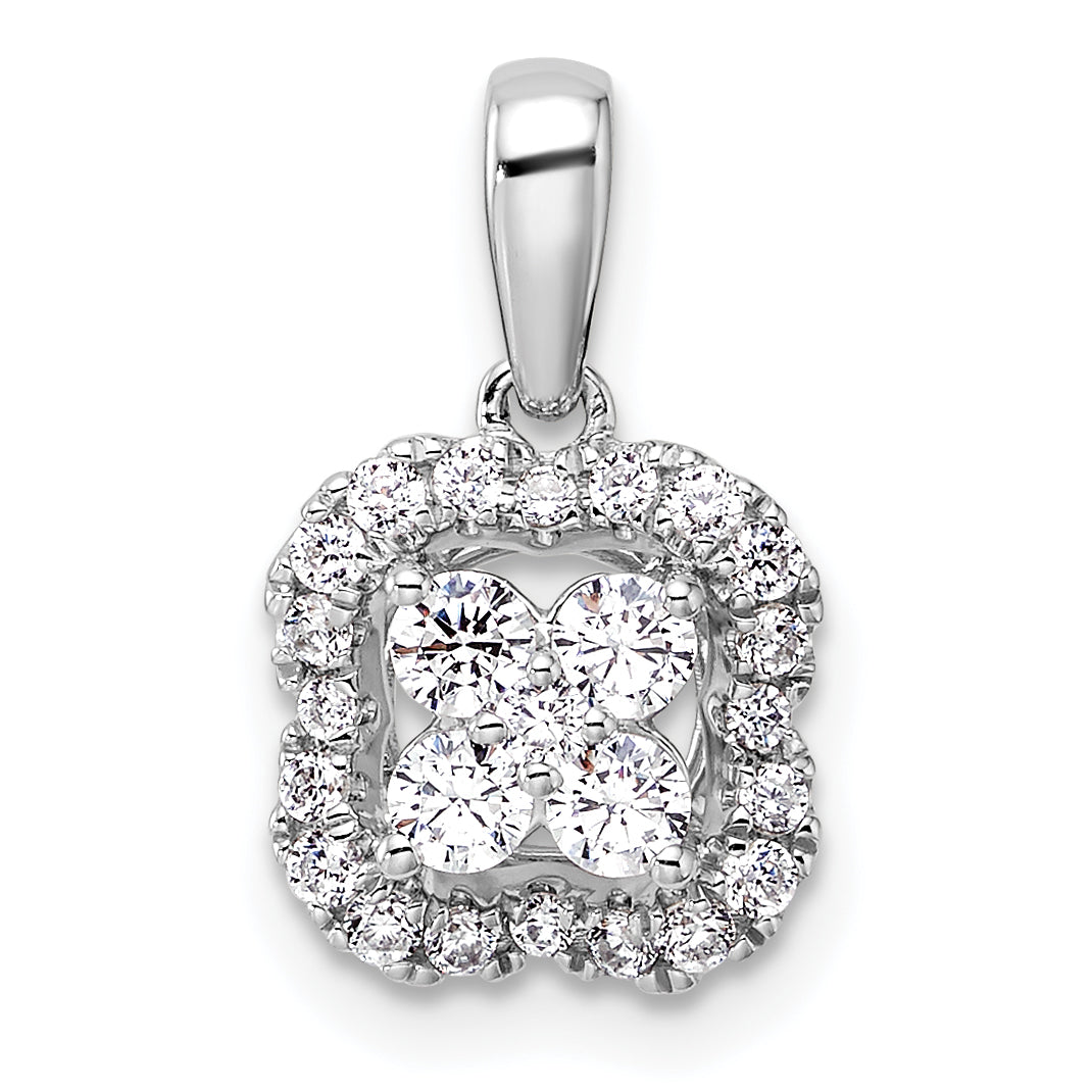 14K White Gold Lab Grown Diamond Square Halo Pendant