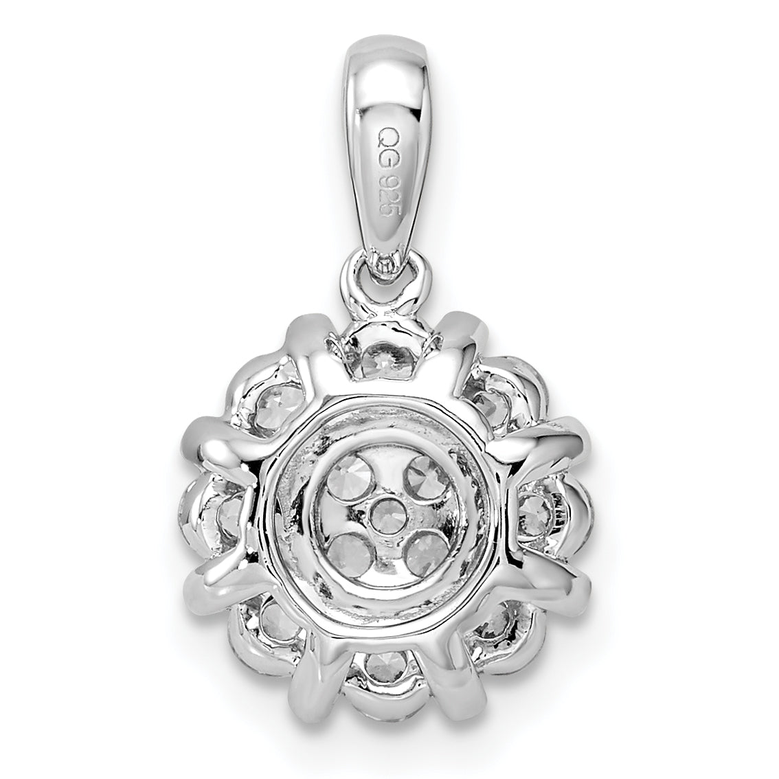 14K White Gold Lab Grown Diamond Halo Pendant