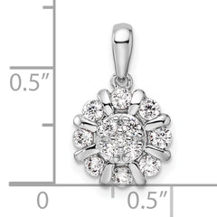 14K White Gold Lab Grown Diamond Halo Pendant