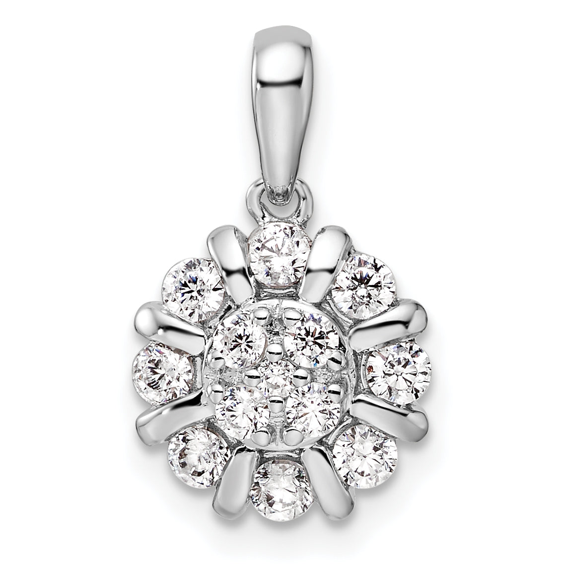 14K White Gold Lab Grown Diamond Halo Pendant