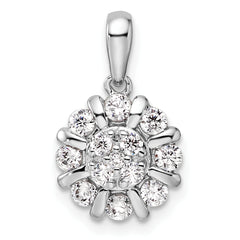 14K White Gold Lab Grown Diamond Halo Pendant