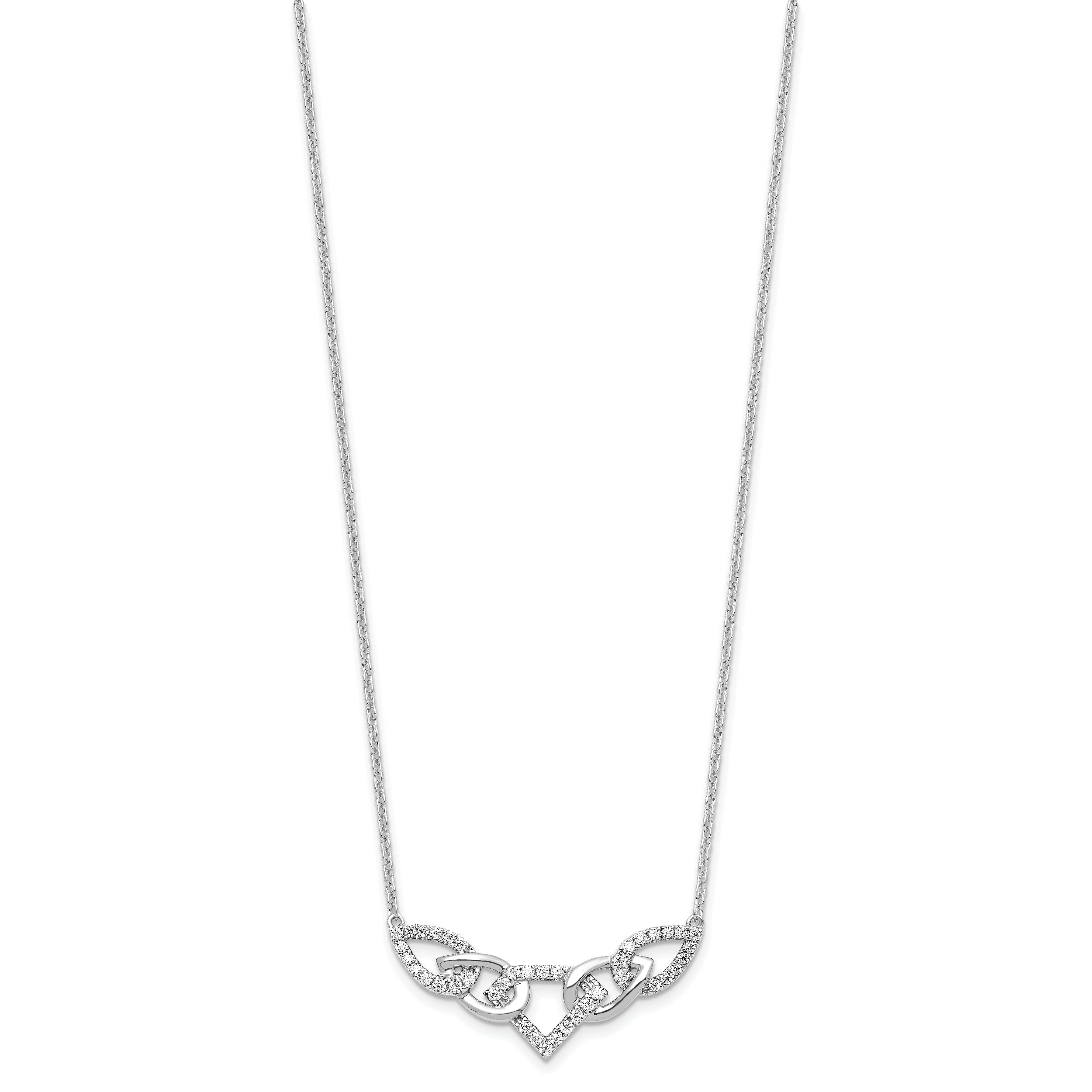 14K White Gold Lab Grown Diamond Linked Teardrop Necklace