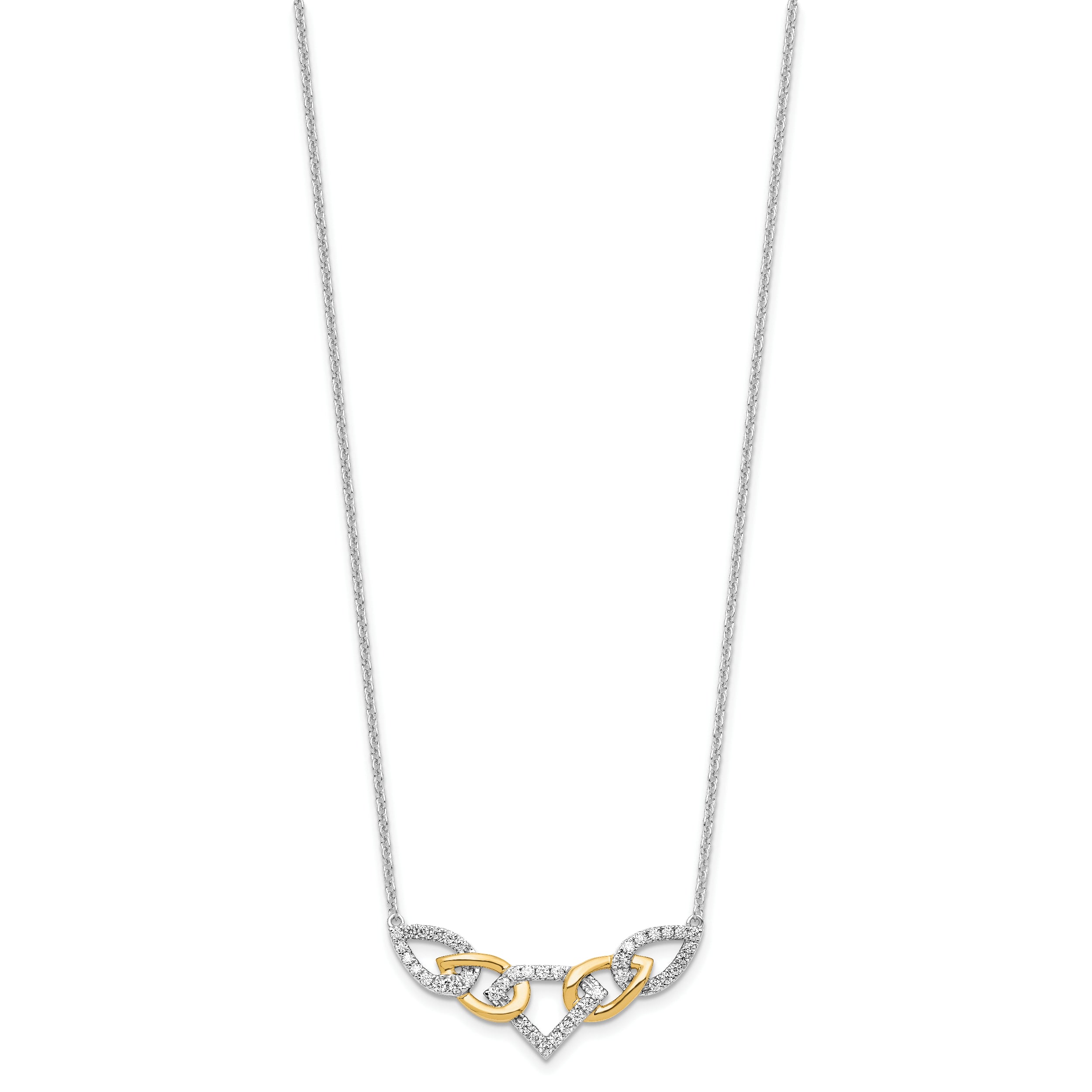 14K Two-Tone Lab Grown Diamond Linked Teardrop Necklace