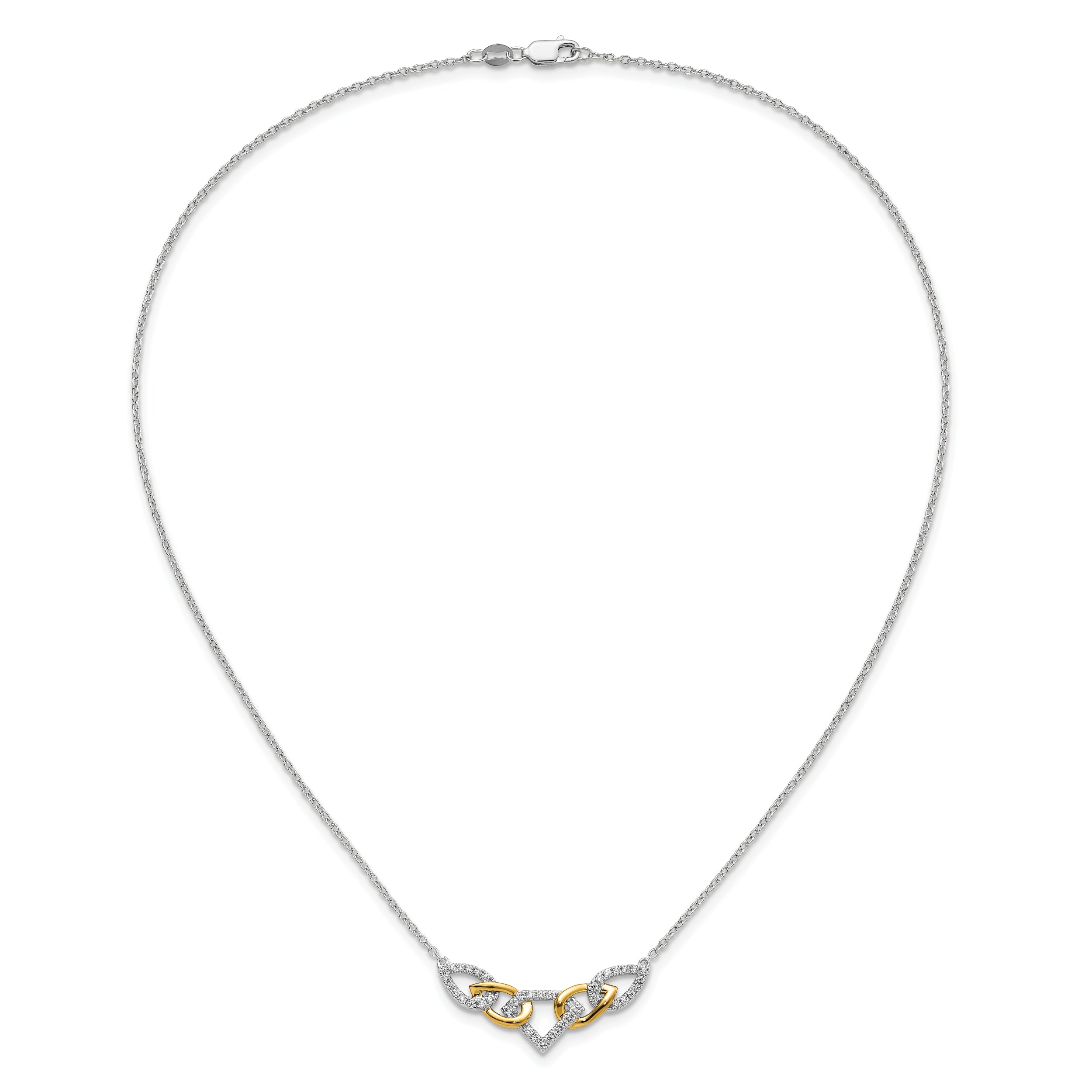 14K Two-Tone Lab Grown Diamond Linked Teardrop Necklace