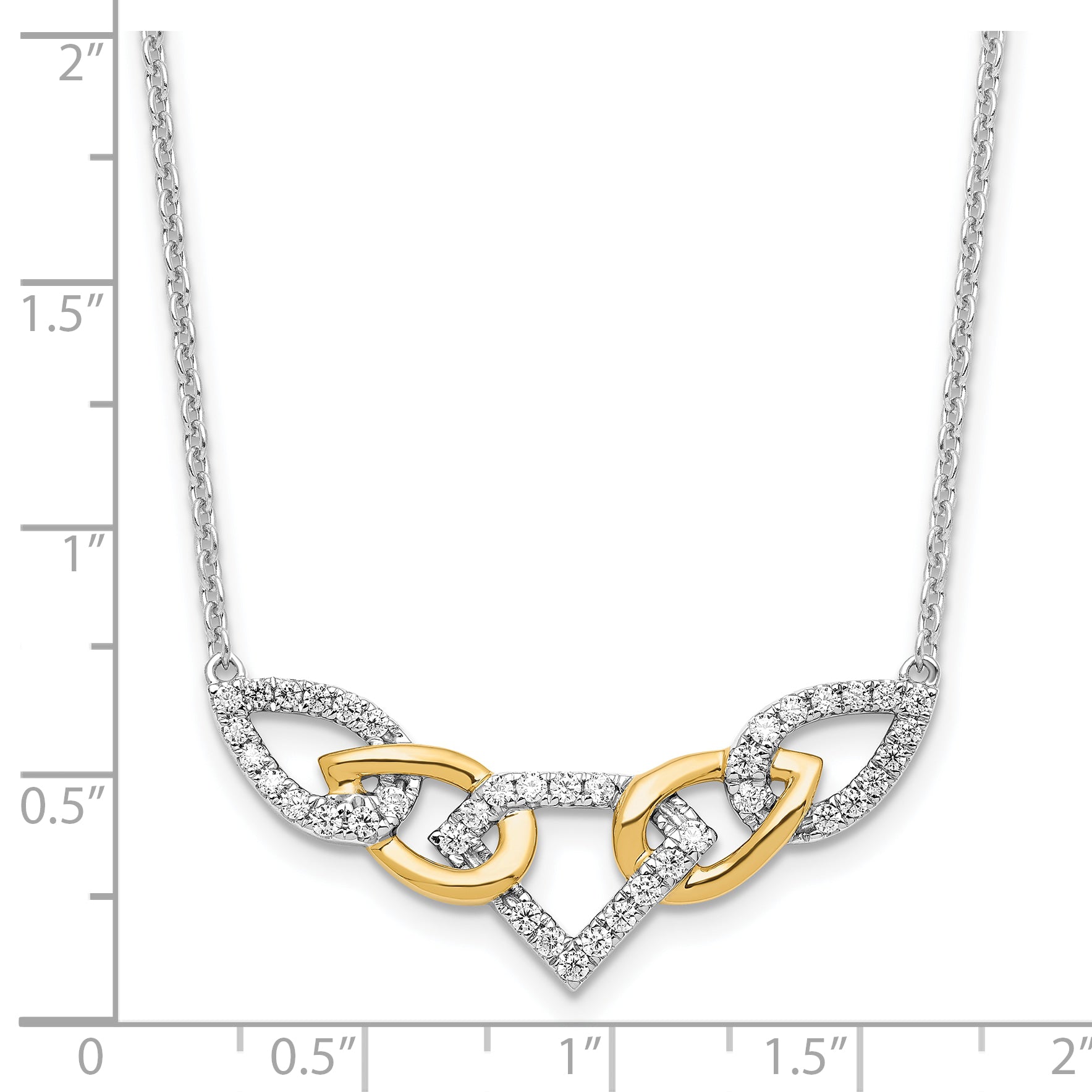 14K Two-Tone Lab Grown Diamond Linked Teardrop Necklace