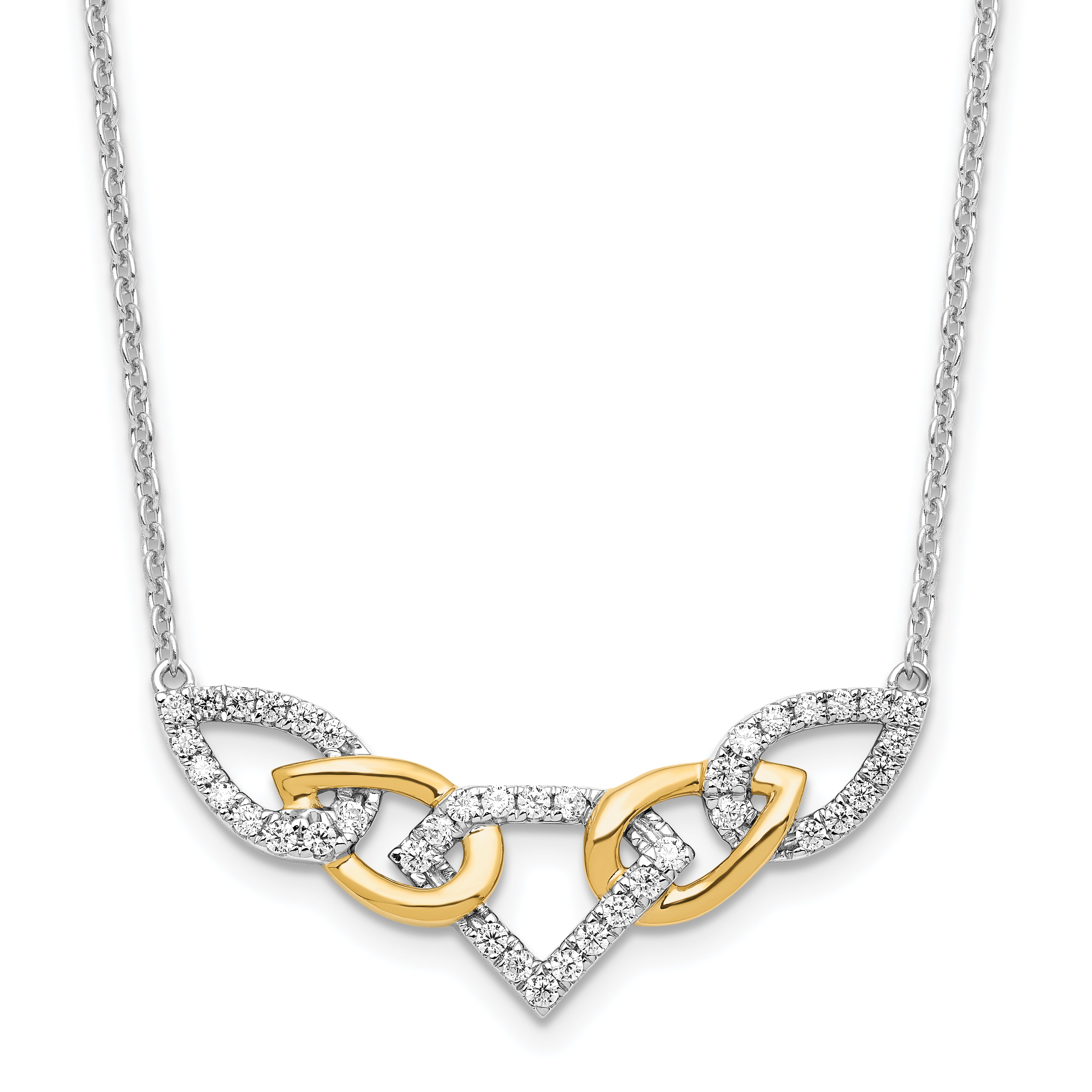 14K Two-Tone Lab Grown Diamond Linked Teardrop Necklace