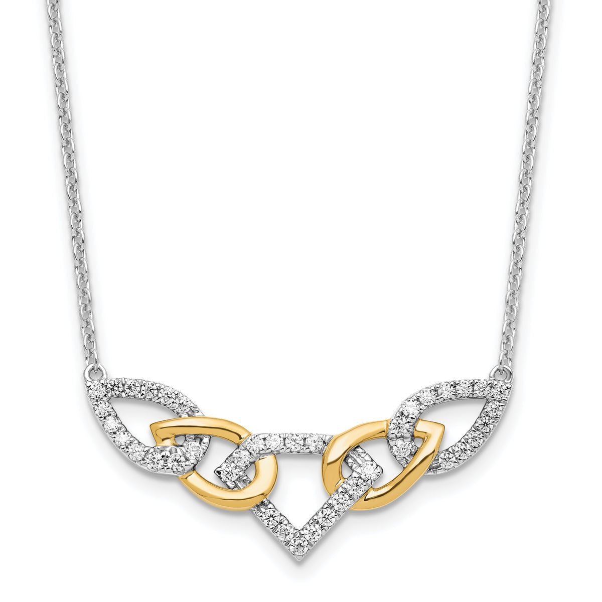 14K Two-Tone Lab Grown Diamond Linked Teardrop Necklace