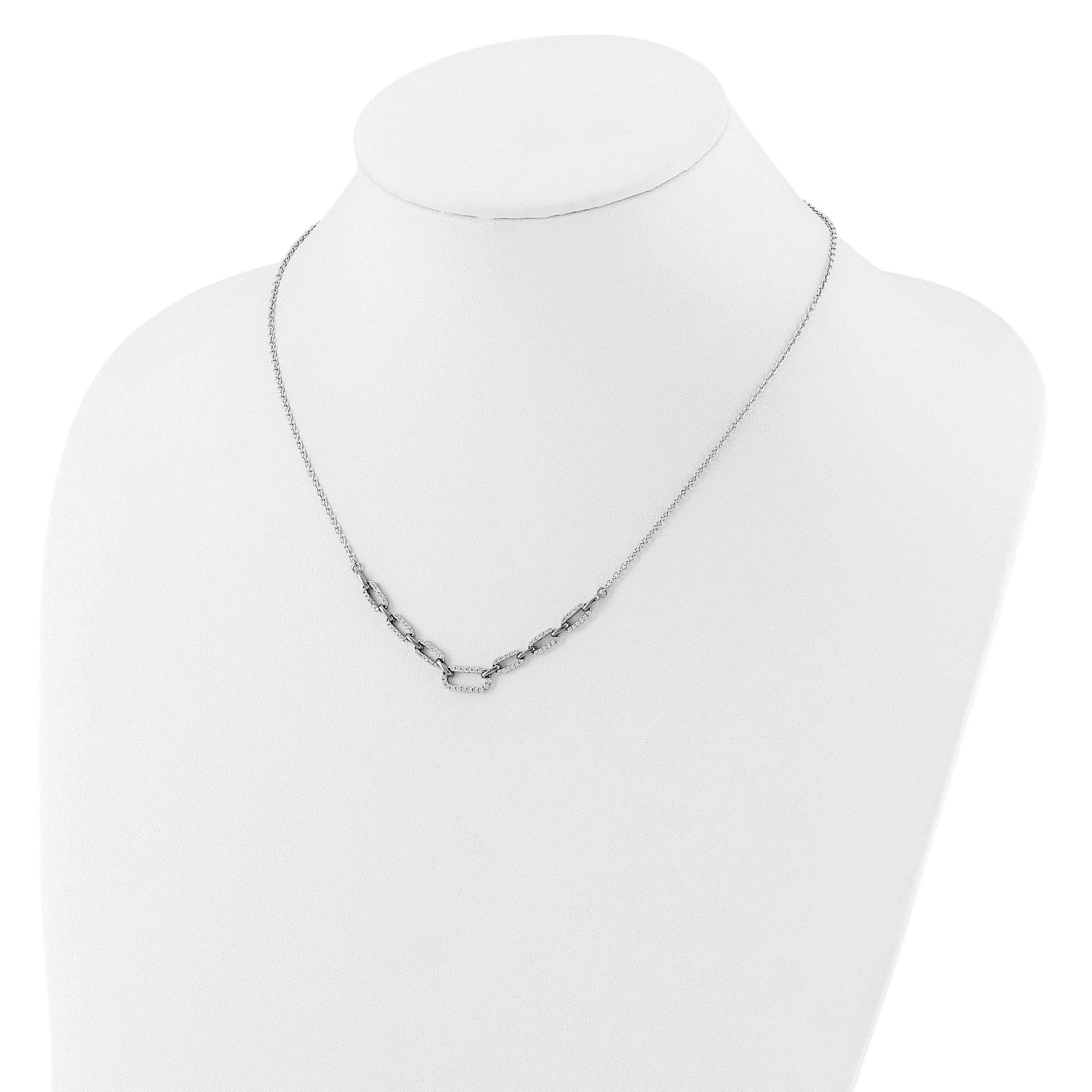 14K White Gold Lab Grown Diamond Fancy Link Necklace