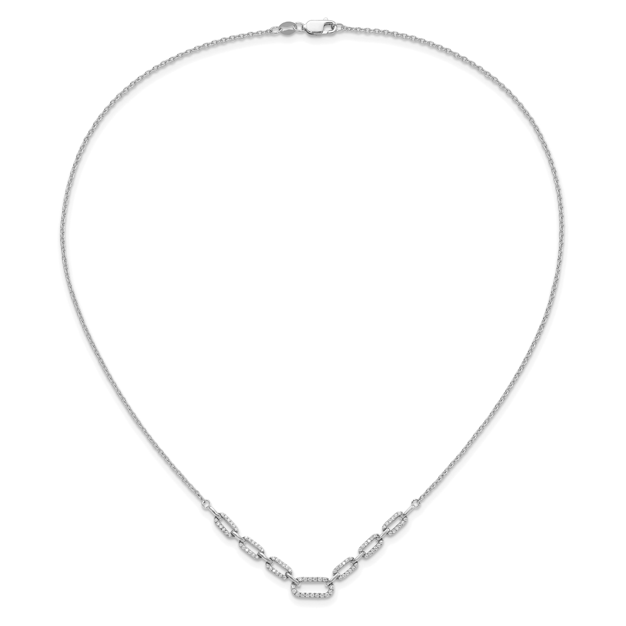 14K White Gold Lab Grown Diamond Fancy Link Necklace