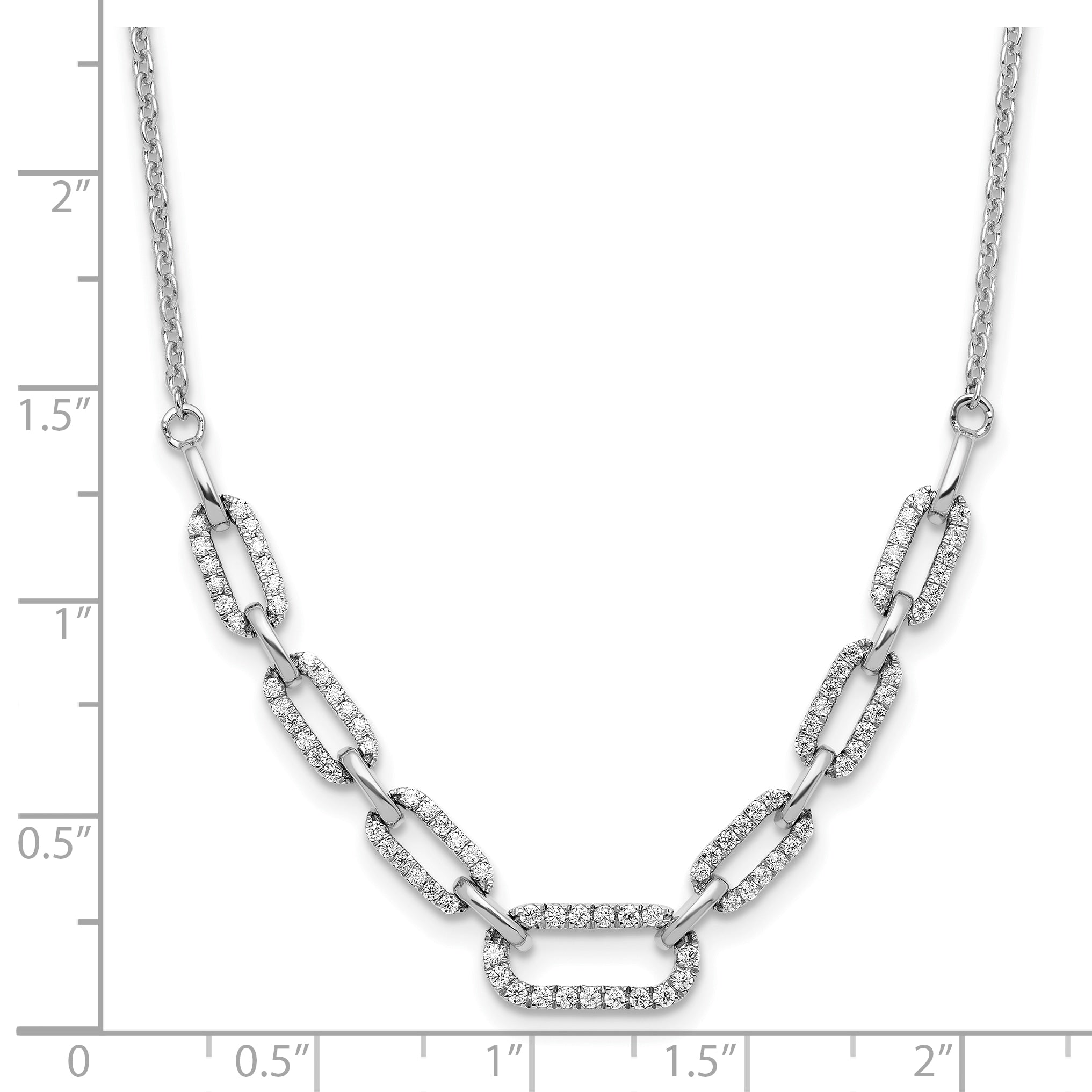 14K White Gold Lab Grown Diamond Fancy Link Necklace