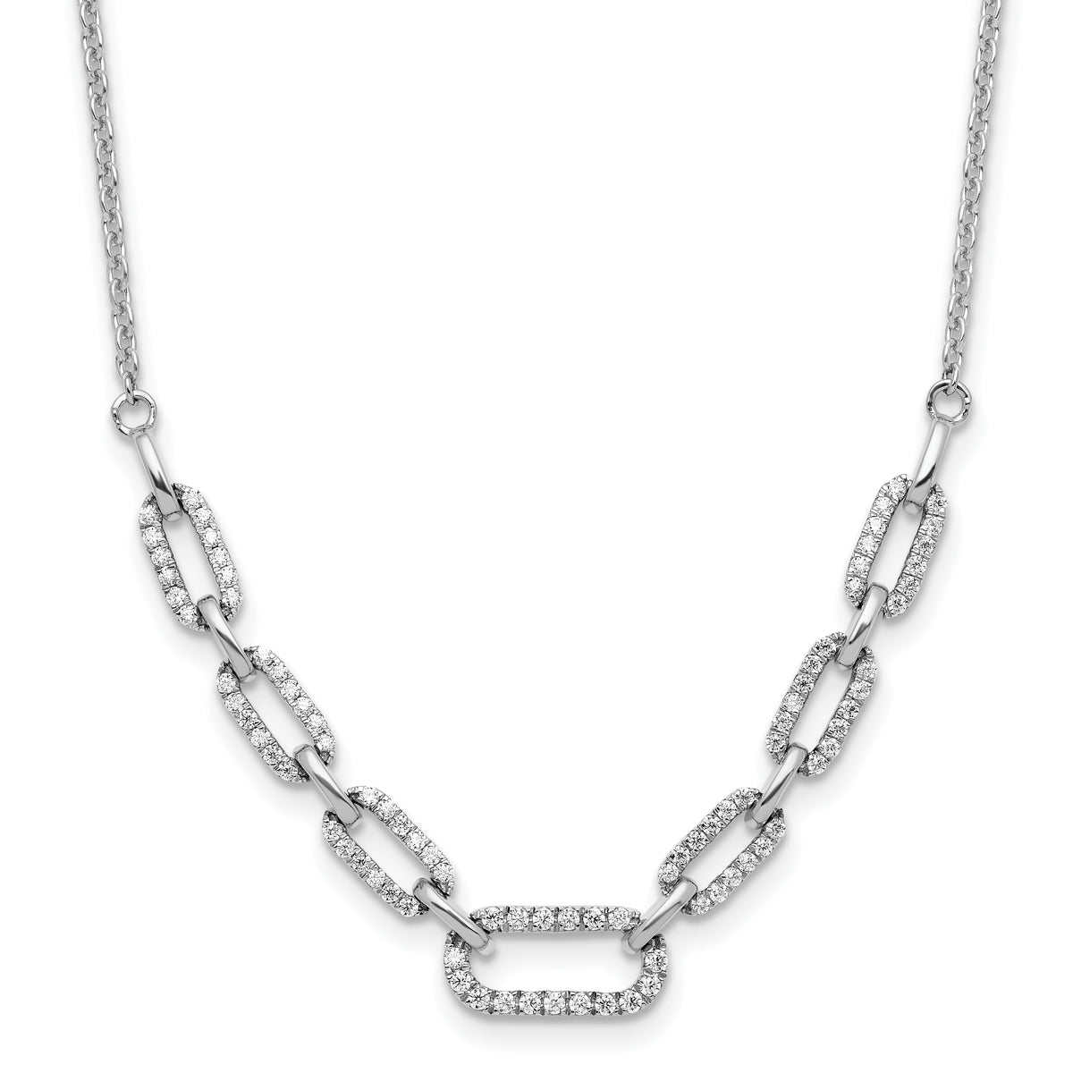 14K White Gold Lab Grown Diamond Fancy Link Necklace