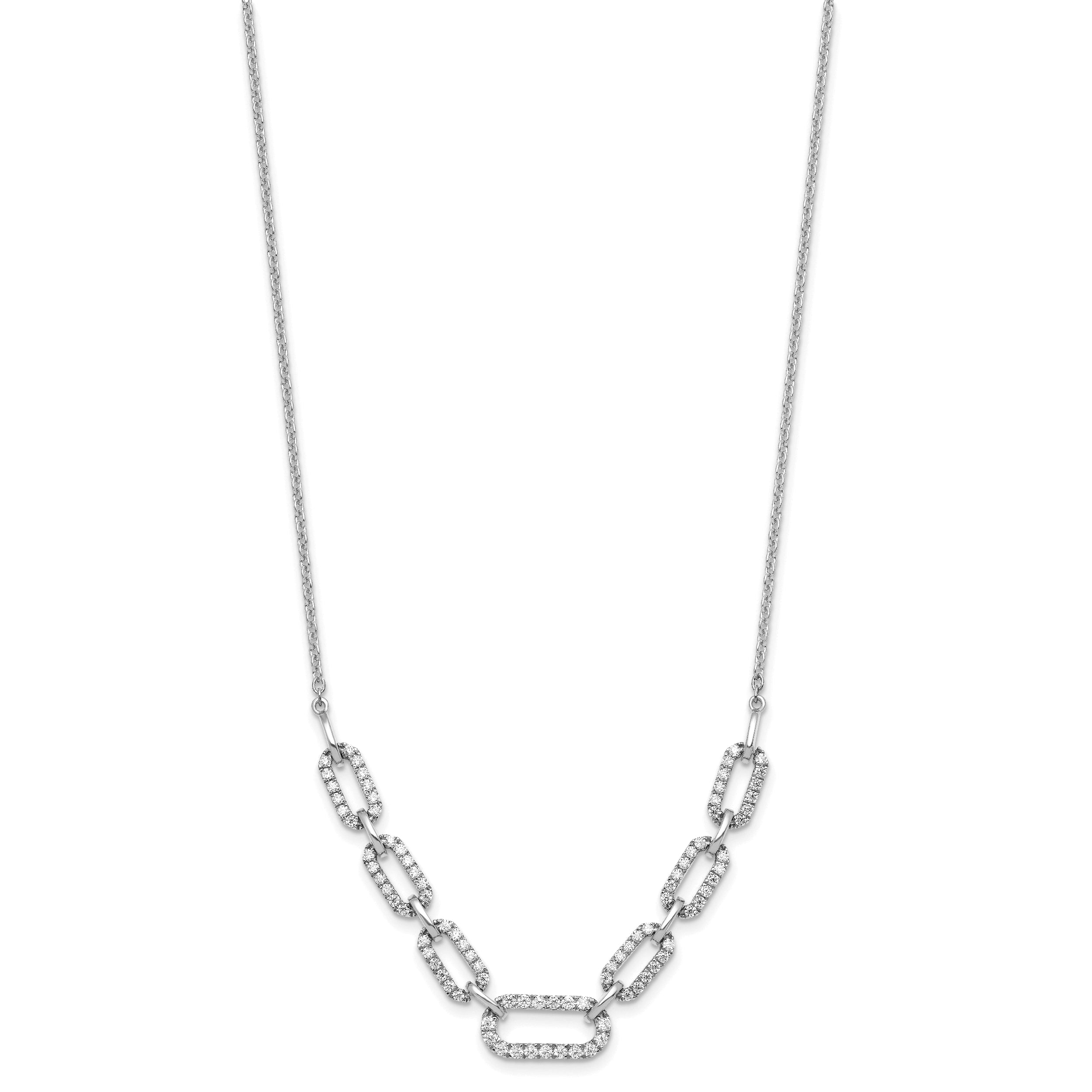 14K White Gold Lab Grown Diamond Fancy Link Necklace