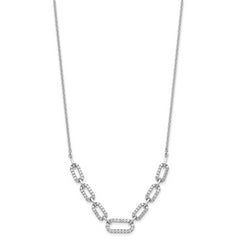 14K White Gold Lab Grown Diamond Fancy Link Necklace