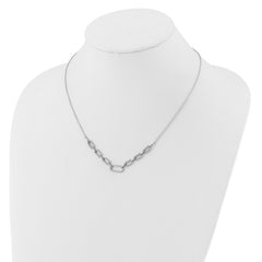 14K White Gold Lab Grown Diamond Fancy Link Necklace