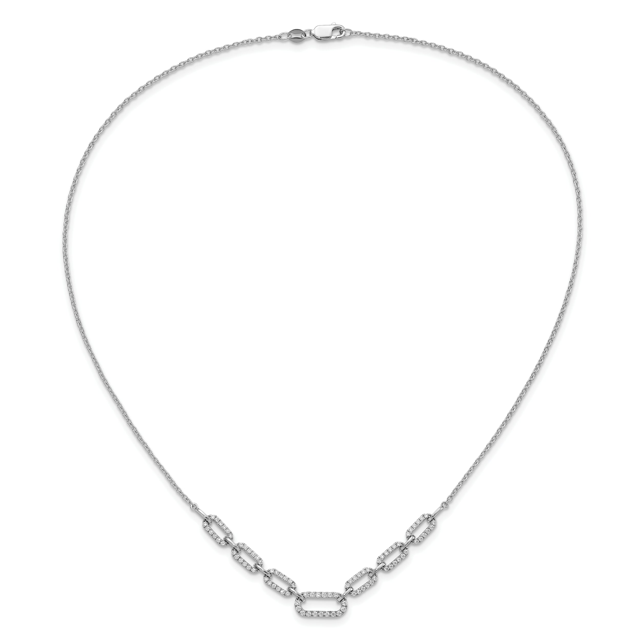 14K White Gold Lab Grown Diamond Fancy Link Necklace