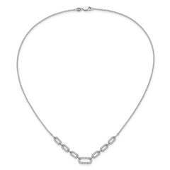 14K White Gold Lab Grown Diamond Fancy Link Necklace