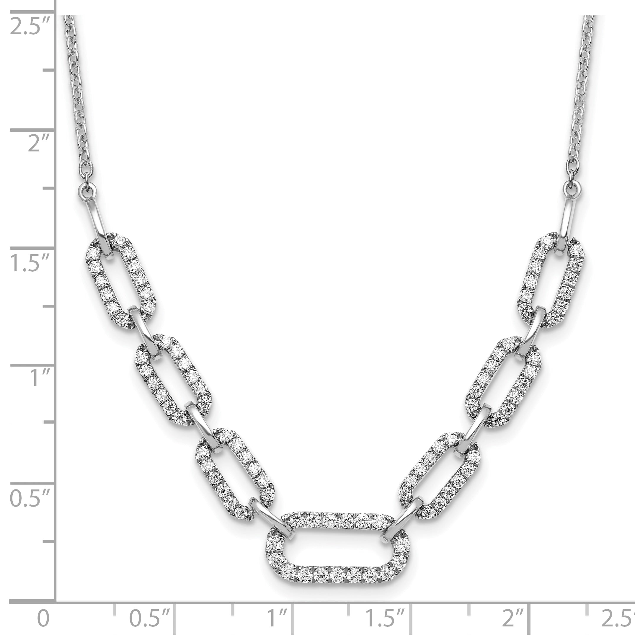 14K White Gold Lab Grown Diamond Fancy Link Necklace