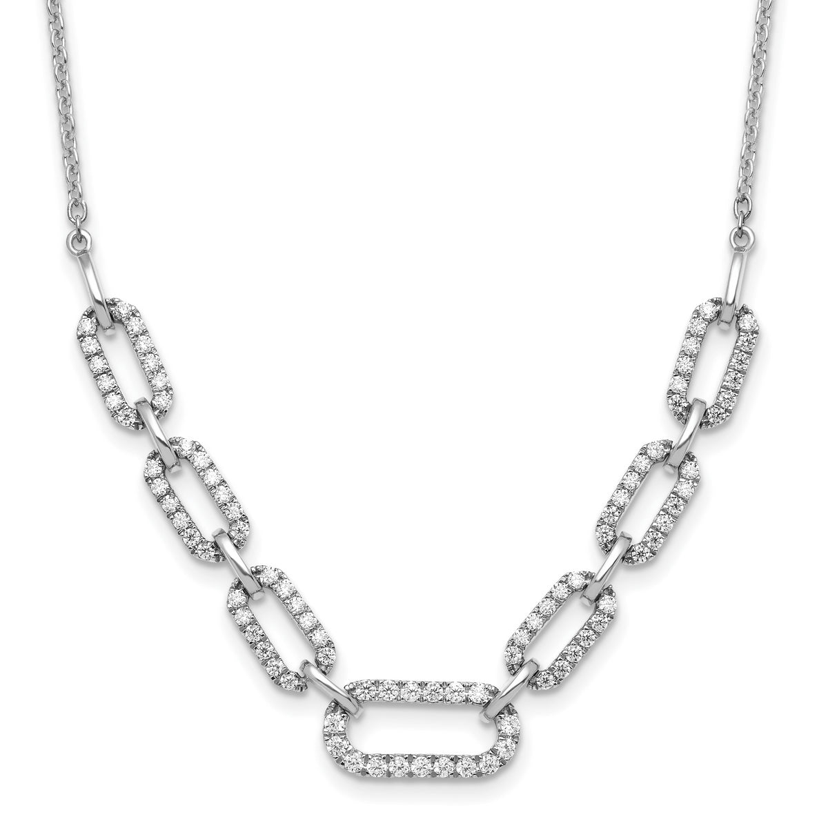 14K White Gold Lab Grown Diamond Fancy Link Necklace