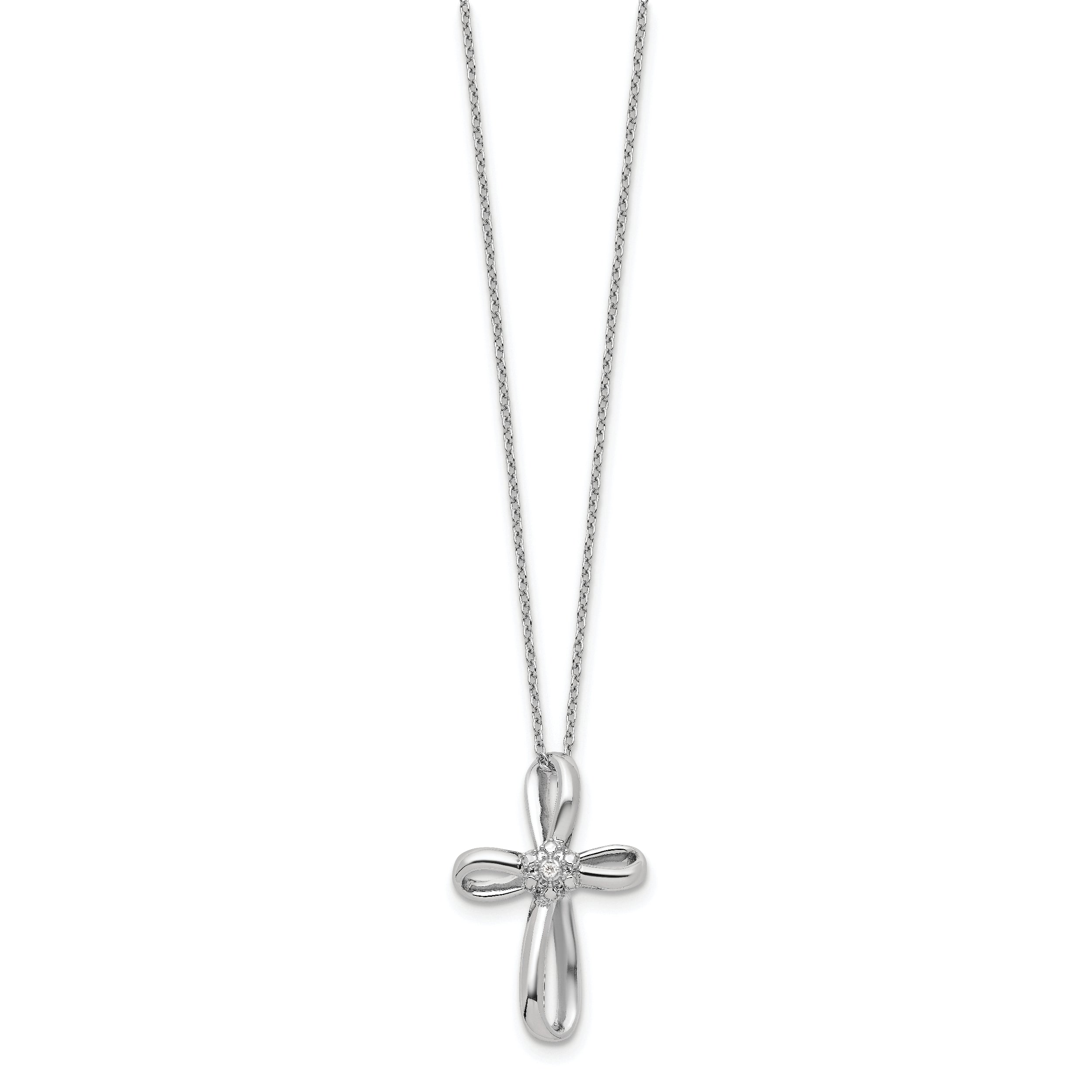 14K White Gold Lab Grown Diamond Cross Necklace