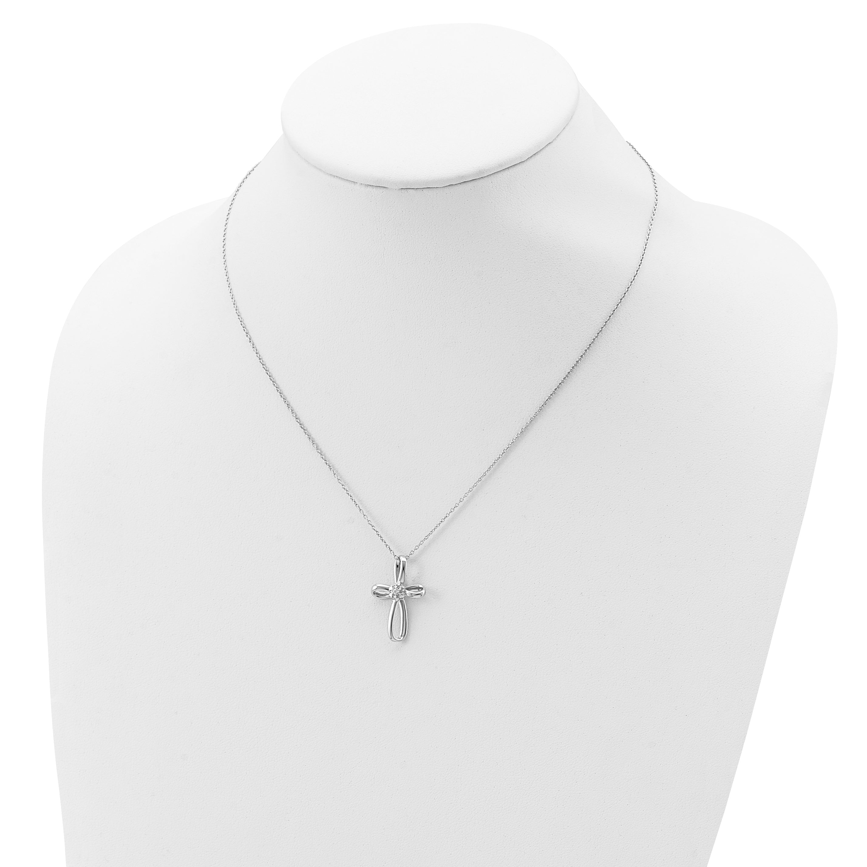 14K White Gold Lab Grown Diamond Cross Necklace