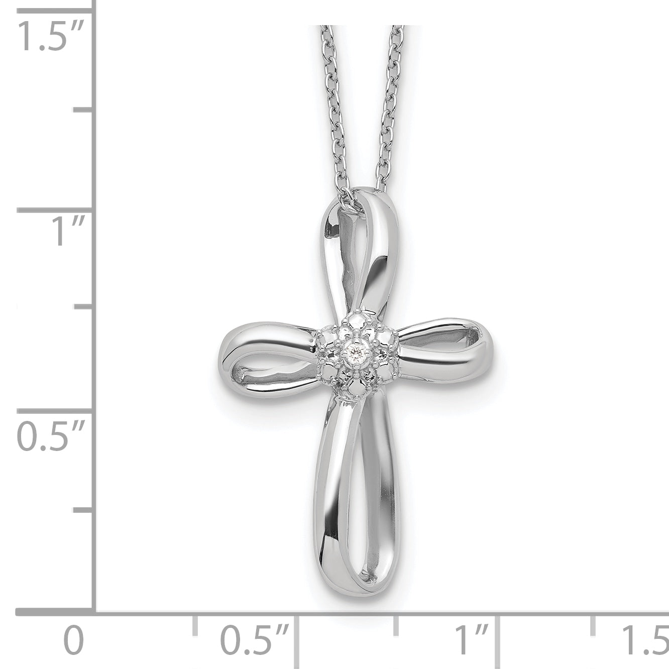 14K White Gold Lab Grown Diamond Cross Necklace