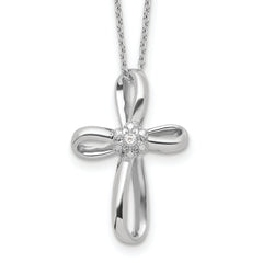 14K White Gold Lab Grown Diamond Cross Necklace