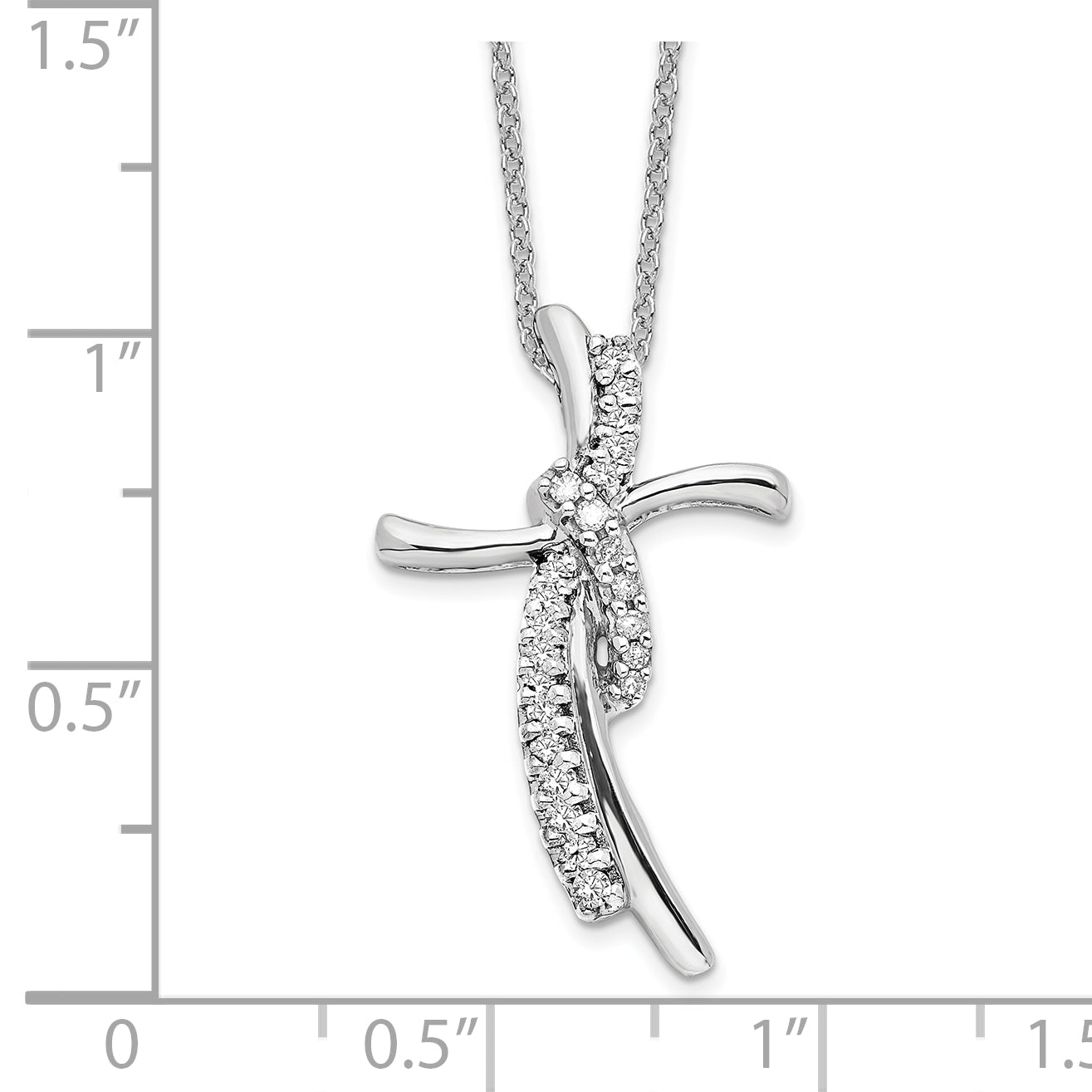 14K White Gold Lab Grown Diamond Cross Pendant Necklace