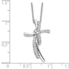 14K White Gold Lab Grown Diamond Cross Pendant Necklace