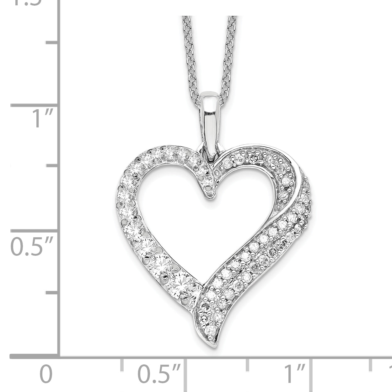 14K White Lab Grown Diamond Heart Pendant Necklace