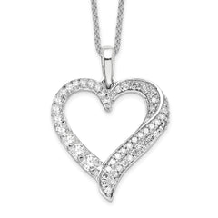 14K White Lab Grown Diamond Heart Pendant Necklace